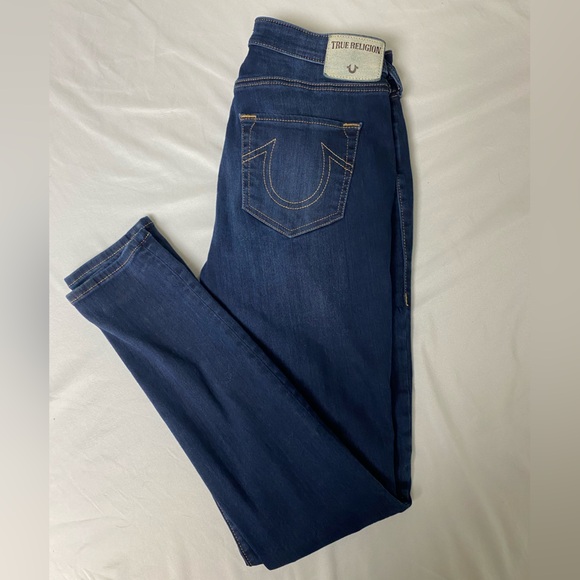 True Religion Denim - True Religion Curvy Skinny Jennie Dark Blue Jeans Size 29